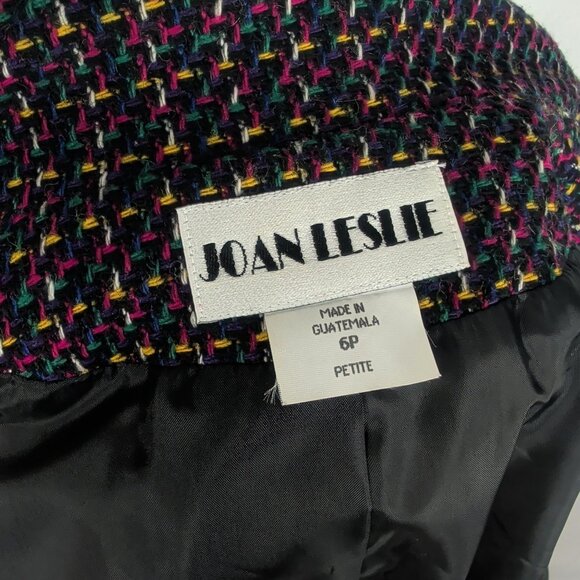 Vintage Joan Leslie Blazer Small Black Tweed - Picture 7 of 8